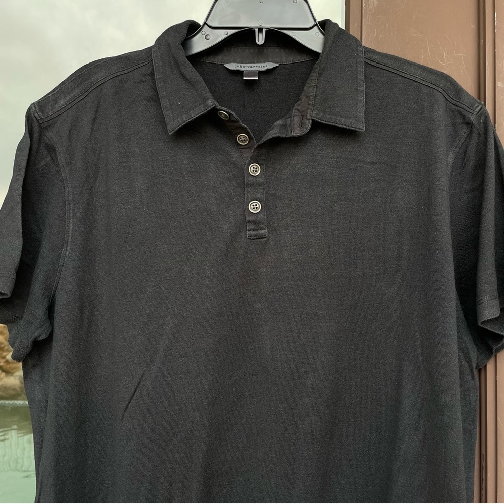 John Varvatos Black Silk/Cotton Polo L